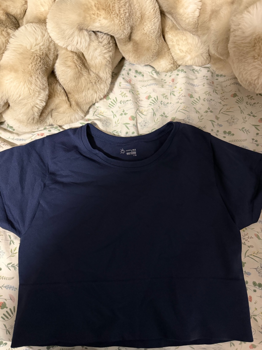 aerie Navy Short Sleeve Crew Tee